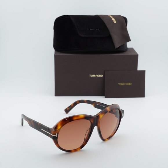 Tom Ford FT1113 53T Inger Geometric Sunglasses - Blonde Havana/Bordeaux - Picture 5 of 9